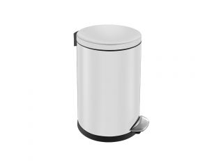 TOP SILENT LUNA - round pedal waste bin, capacity 20 l, metal (white)